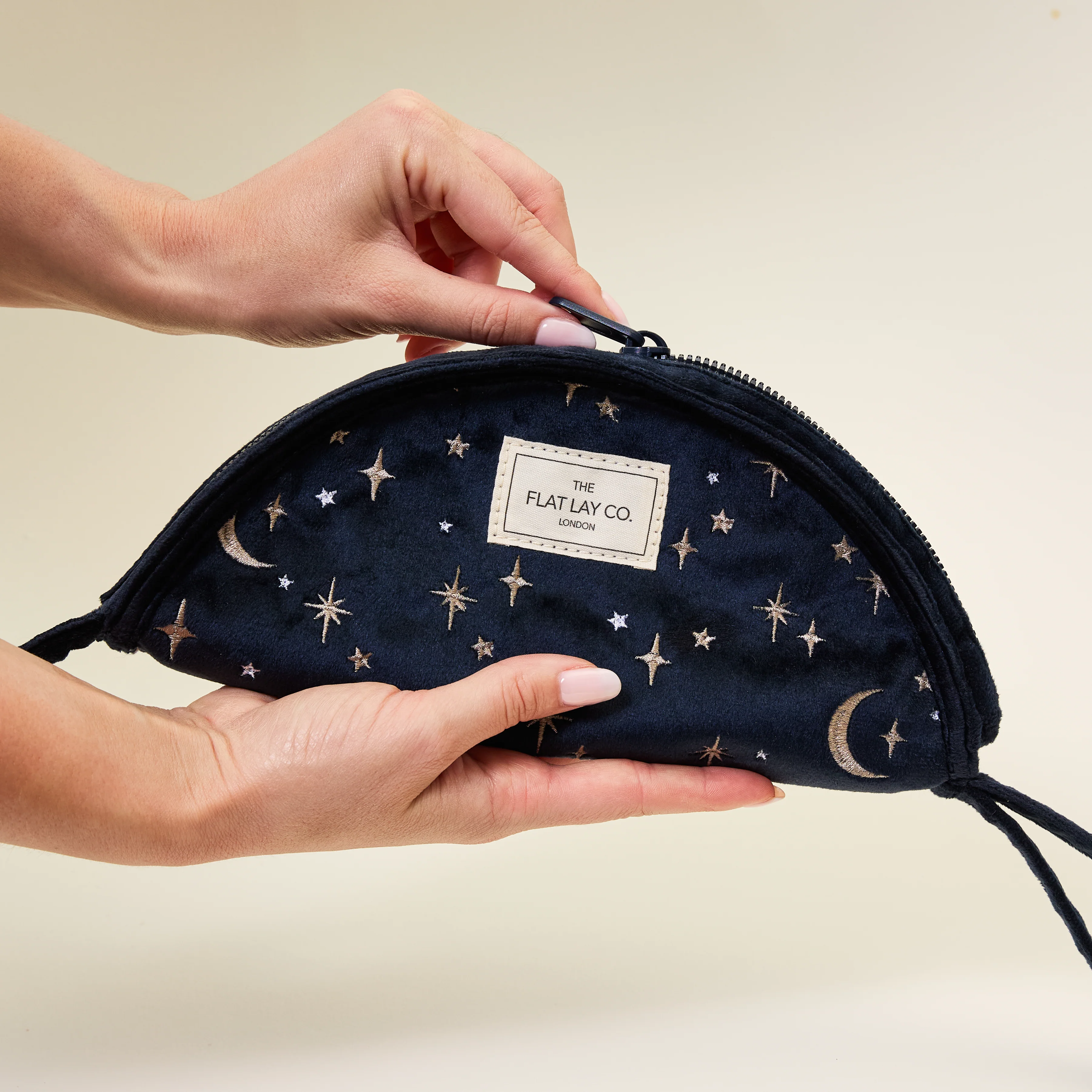 Box Bag & Lunar Pouch Bundle - Celestial Blue Embroidered Velvet - Image 6
