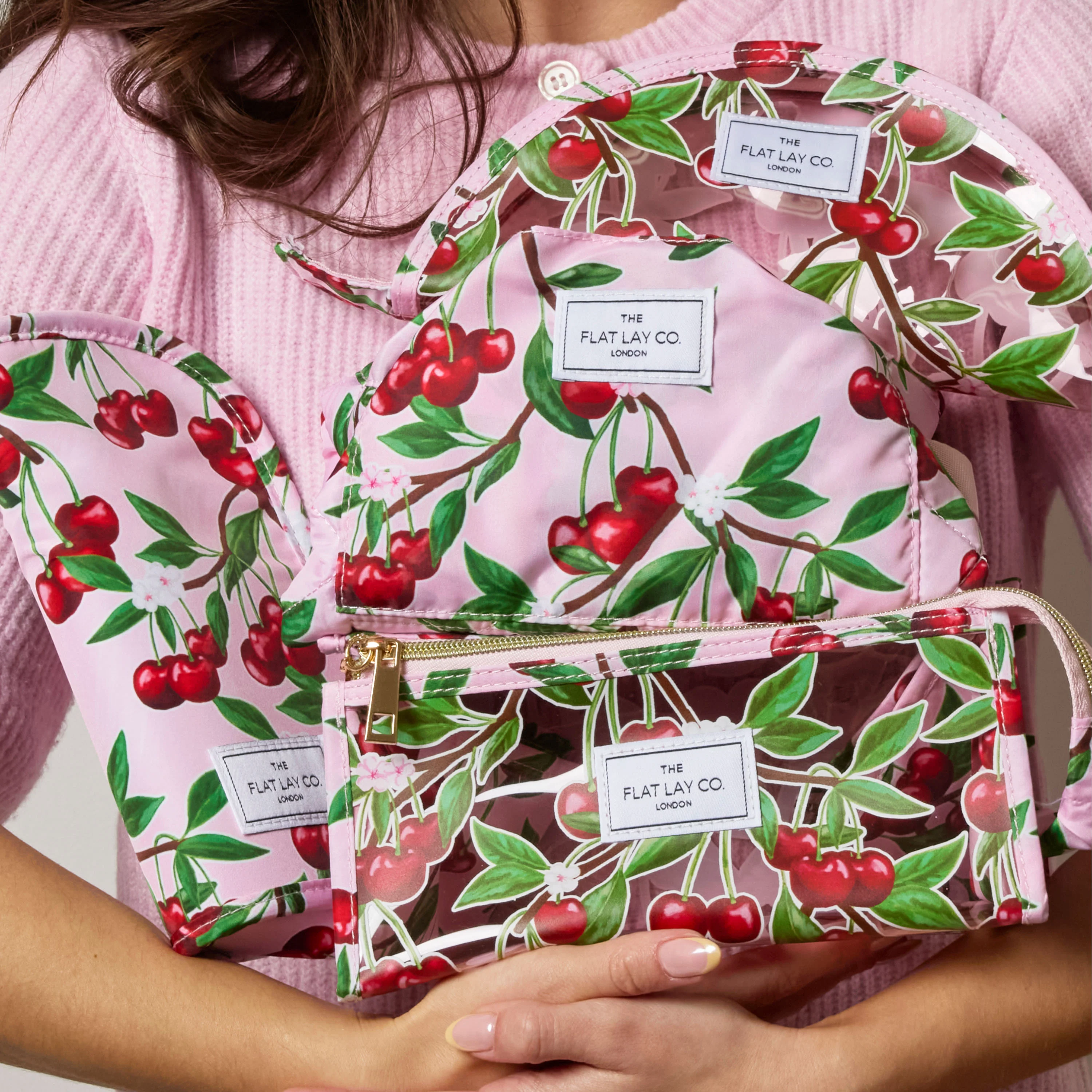 Drawstring Flat Lay Makeup Bag - Cherries - Image 7