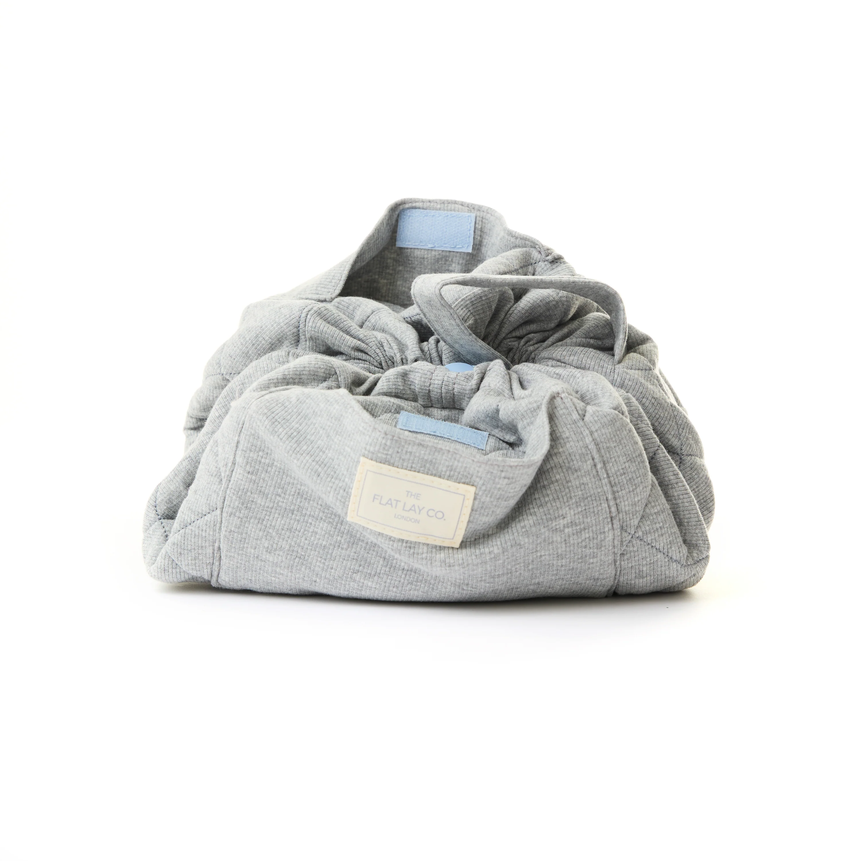 Drawstring Makeup Bag - Cotton Ribbed Grey - Image 3