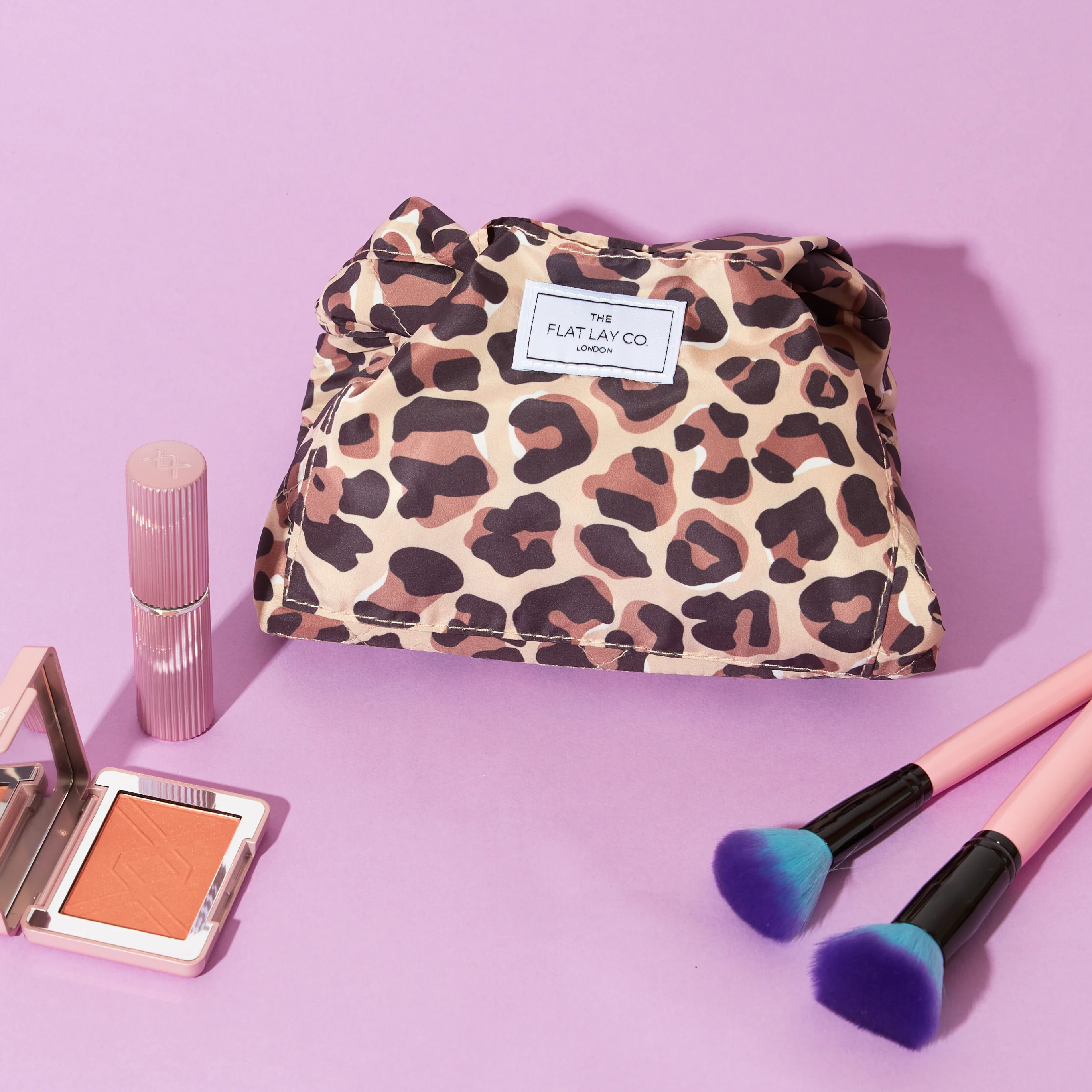 Drawstring Flat Lay Makeup Bag - Leopard Print - Image 7