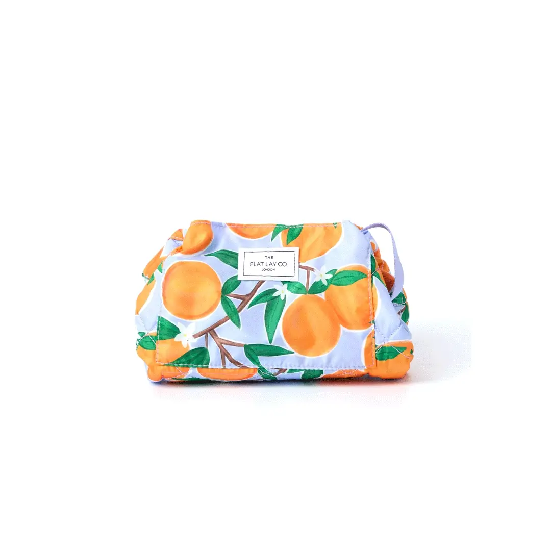 Drawstring Flat Lay Makeup Bag - Mediterranean Oranges - Image 6
