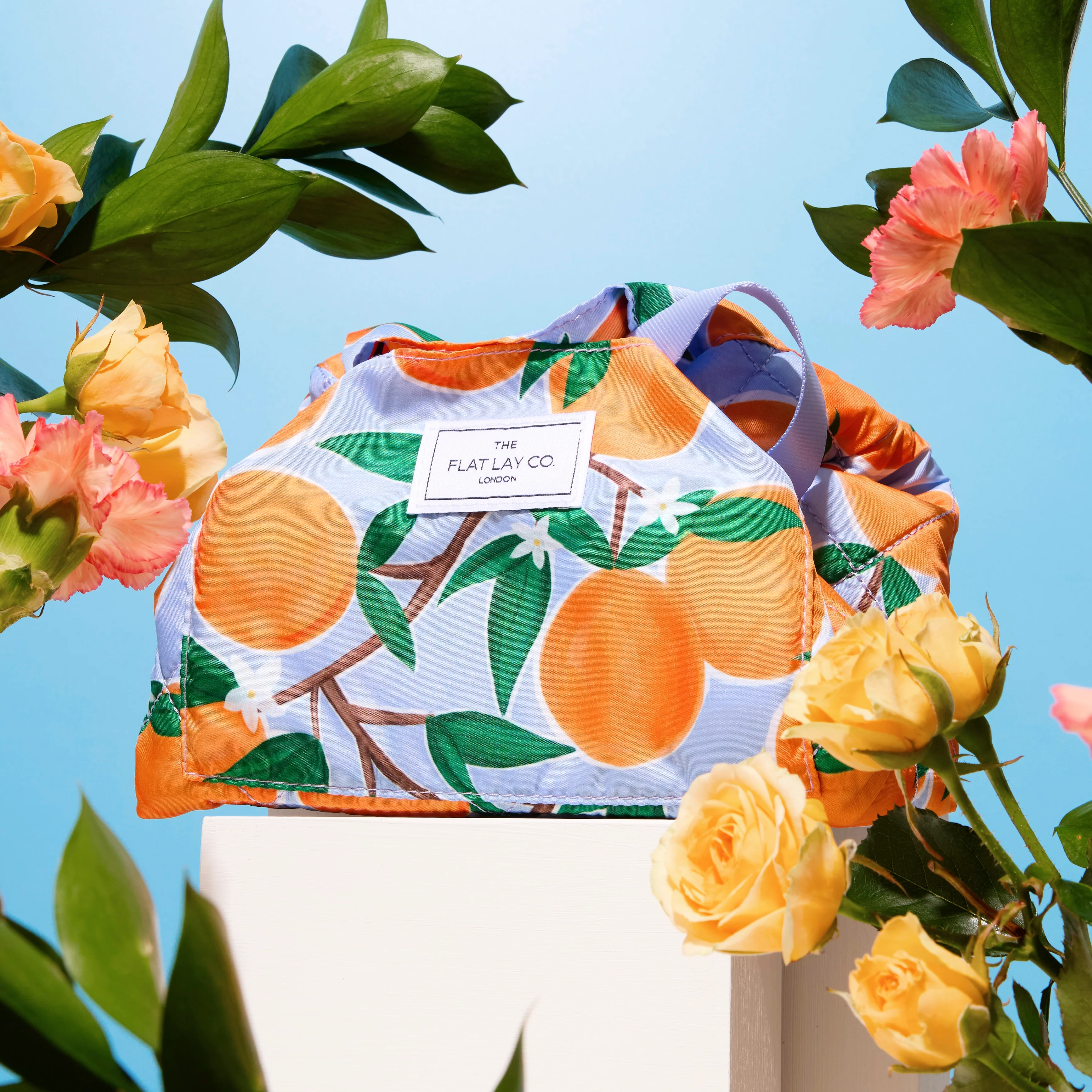 Drawstring Flat Lay Makeup Bag - Mediterranean Oranges - Image 7