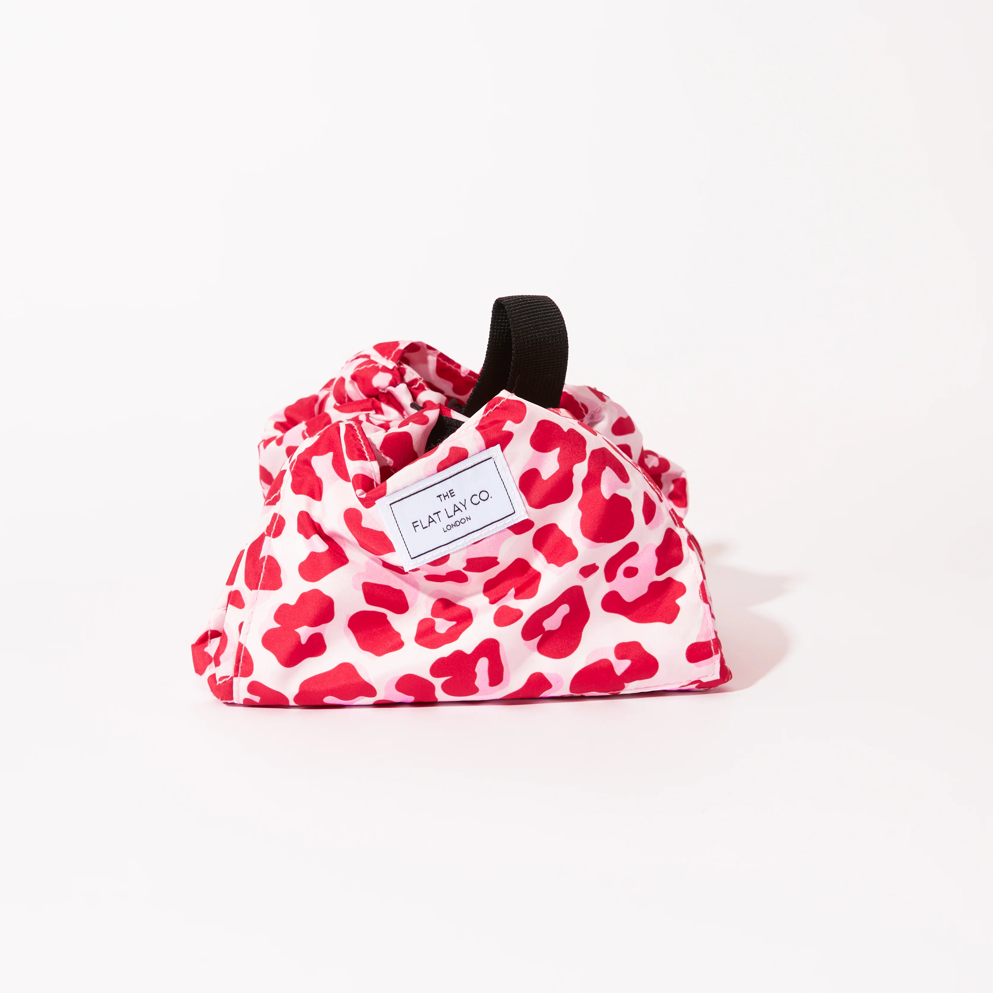 Drawstring Flat Lay Makeup Bag - Pink Leopard Print - Image 4
