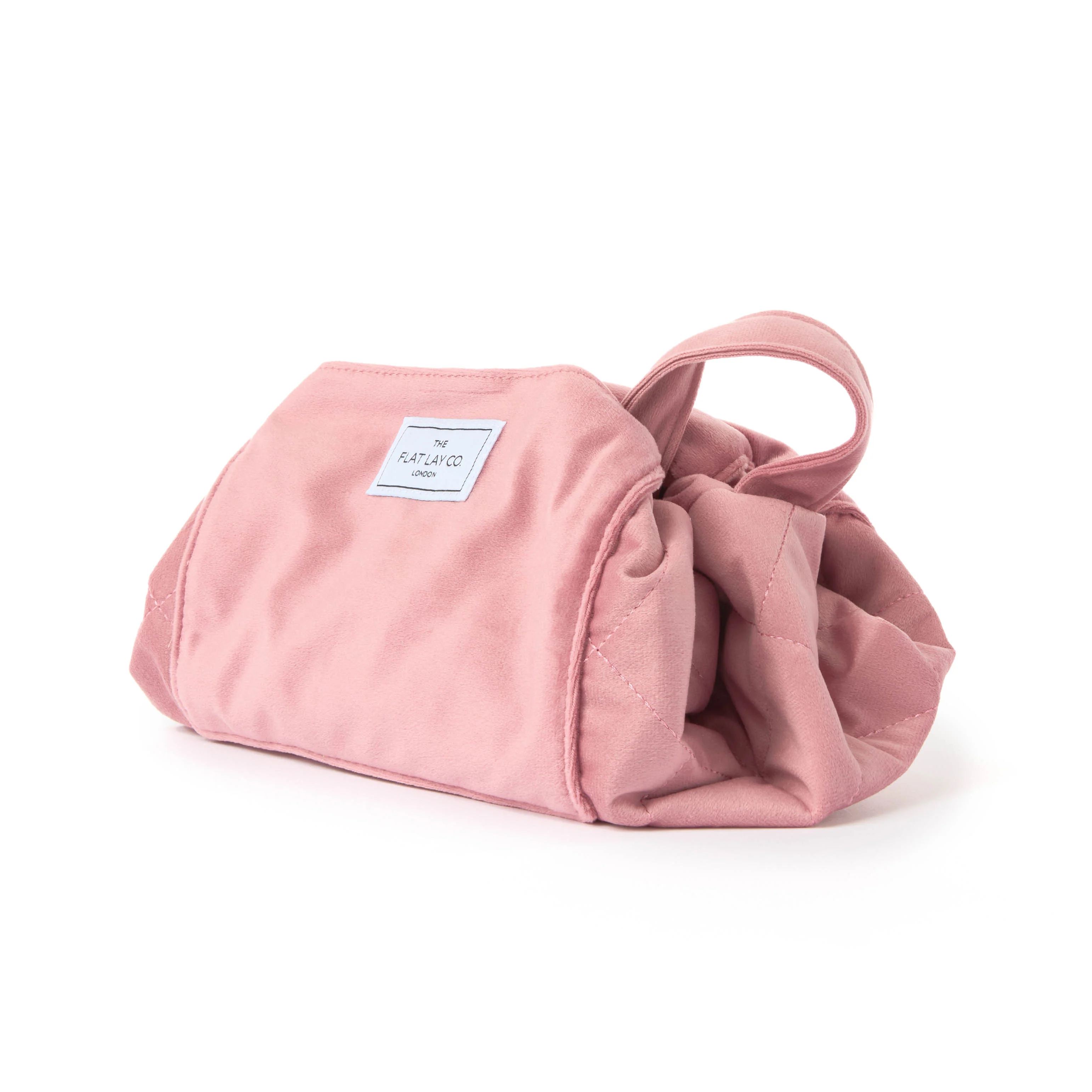 Drawstring Flat Lay Makeup Bag - Pink Velvet - Image 3