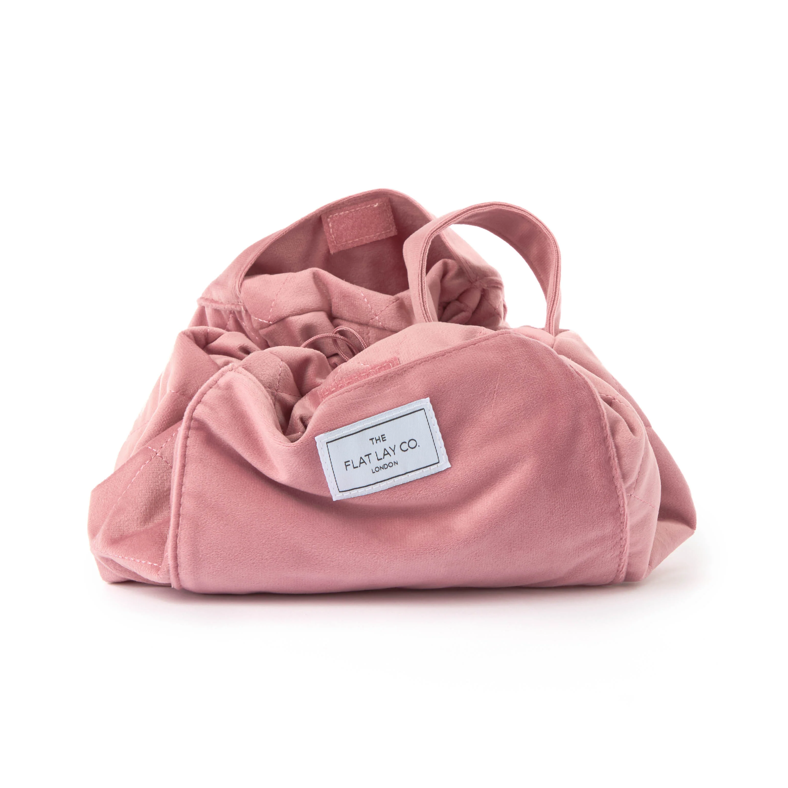 Drawstring Flat Lay Makeup Bag - Pink Velvet - Image 5