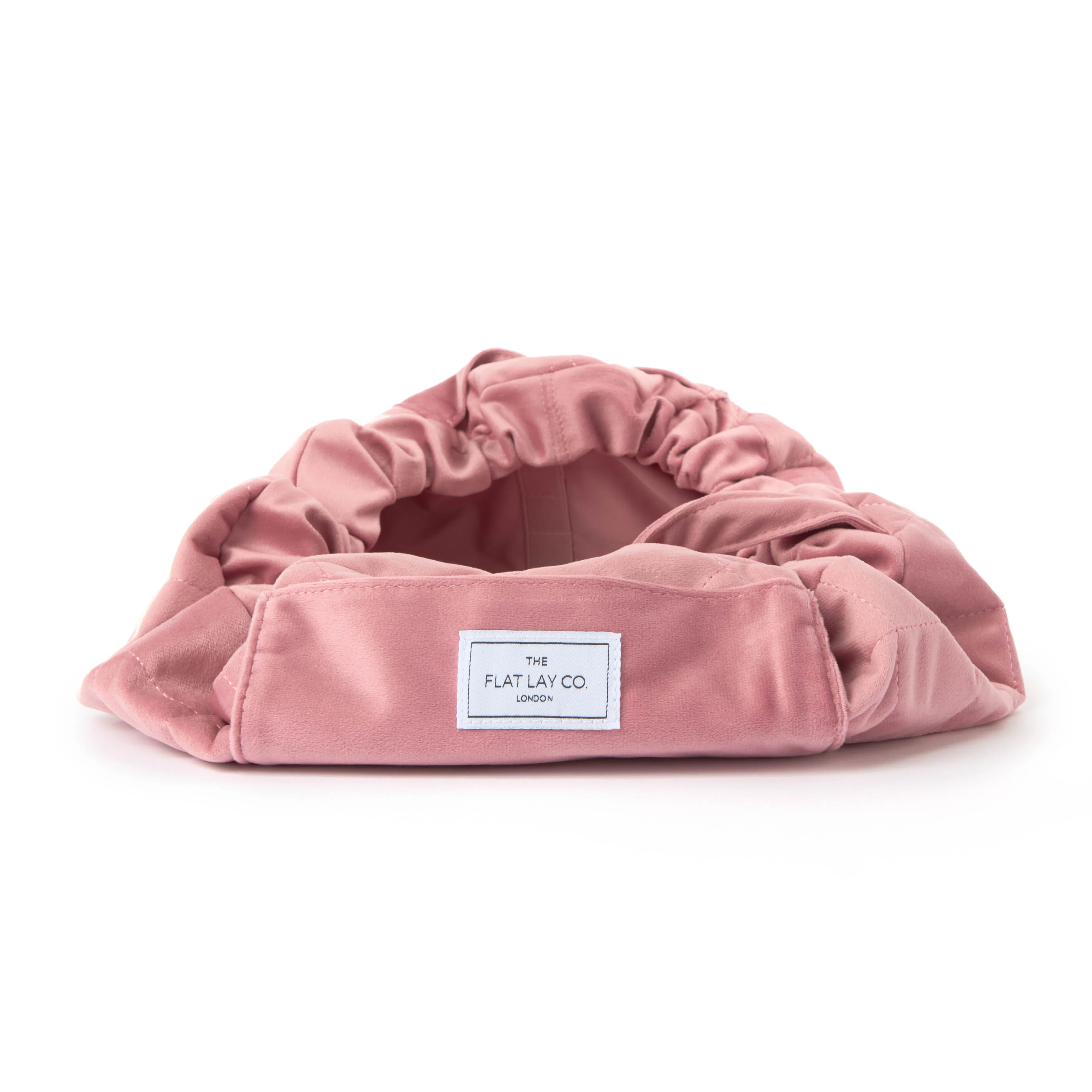 Drawstring Flat Lay Makeup Bag - Pink Velvet - Image 6