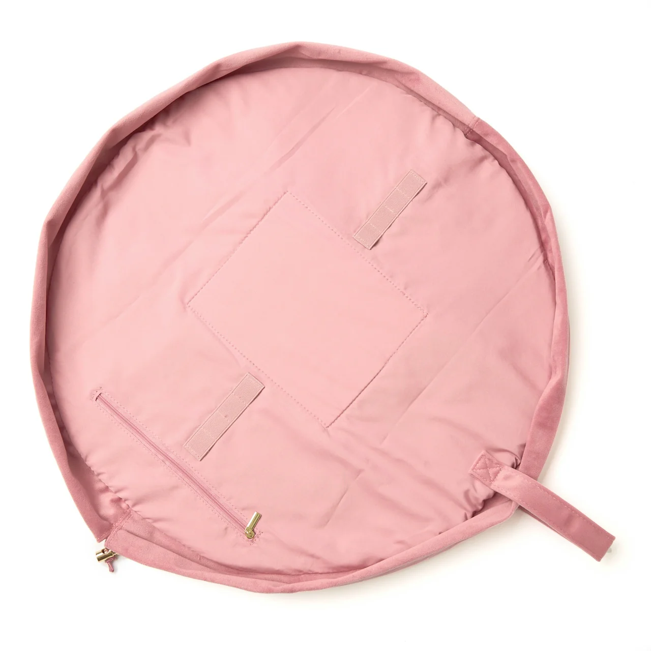 Drawstring Flat Lay Makeup Bag - Pink Velvet - Image 7