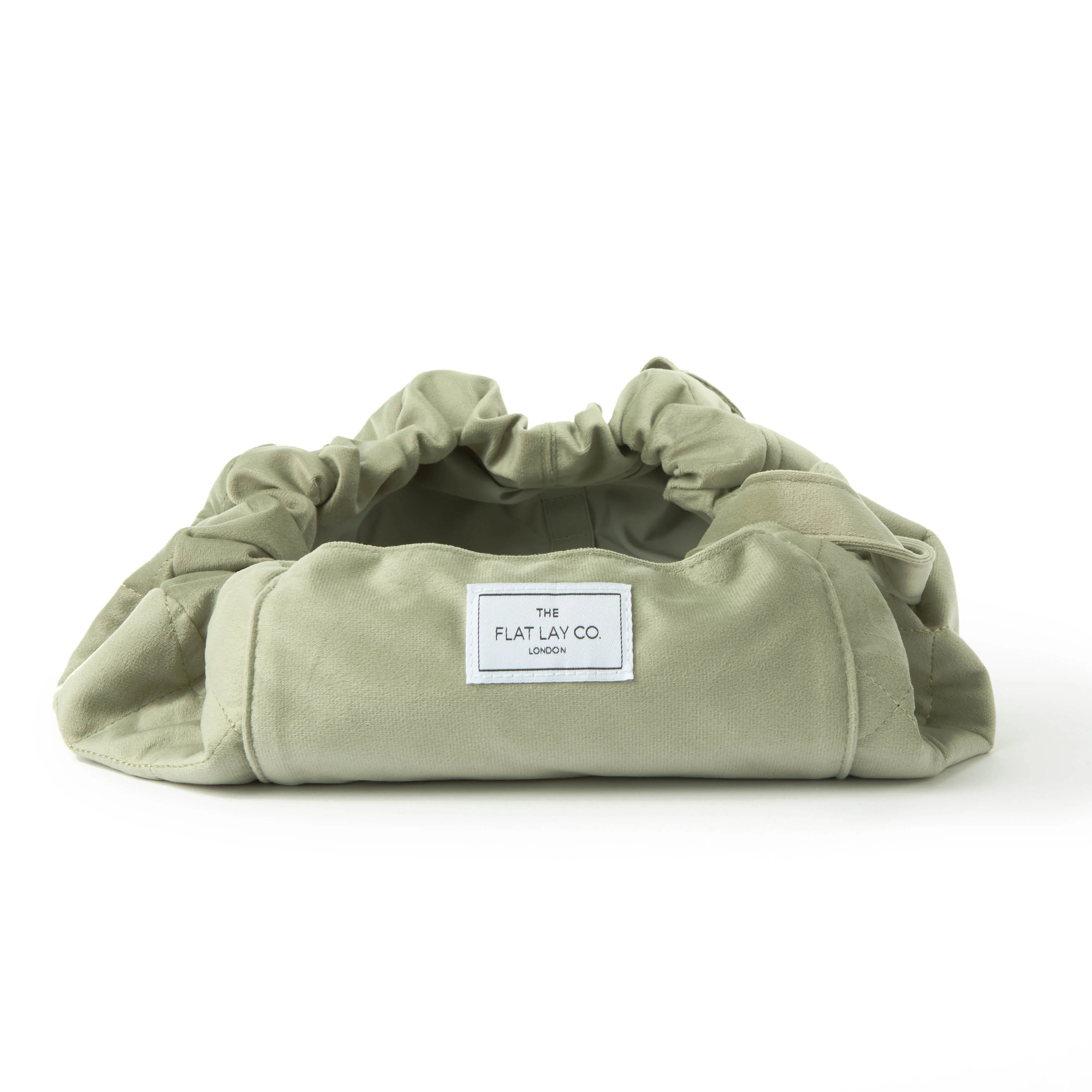 Drawstring Flat Lay Makeup Bag - Sage Green Velvet - Image 3