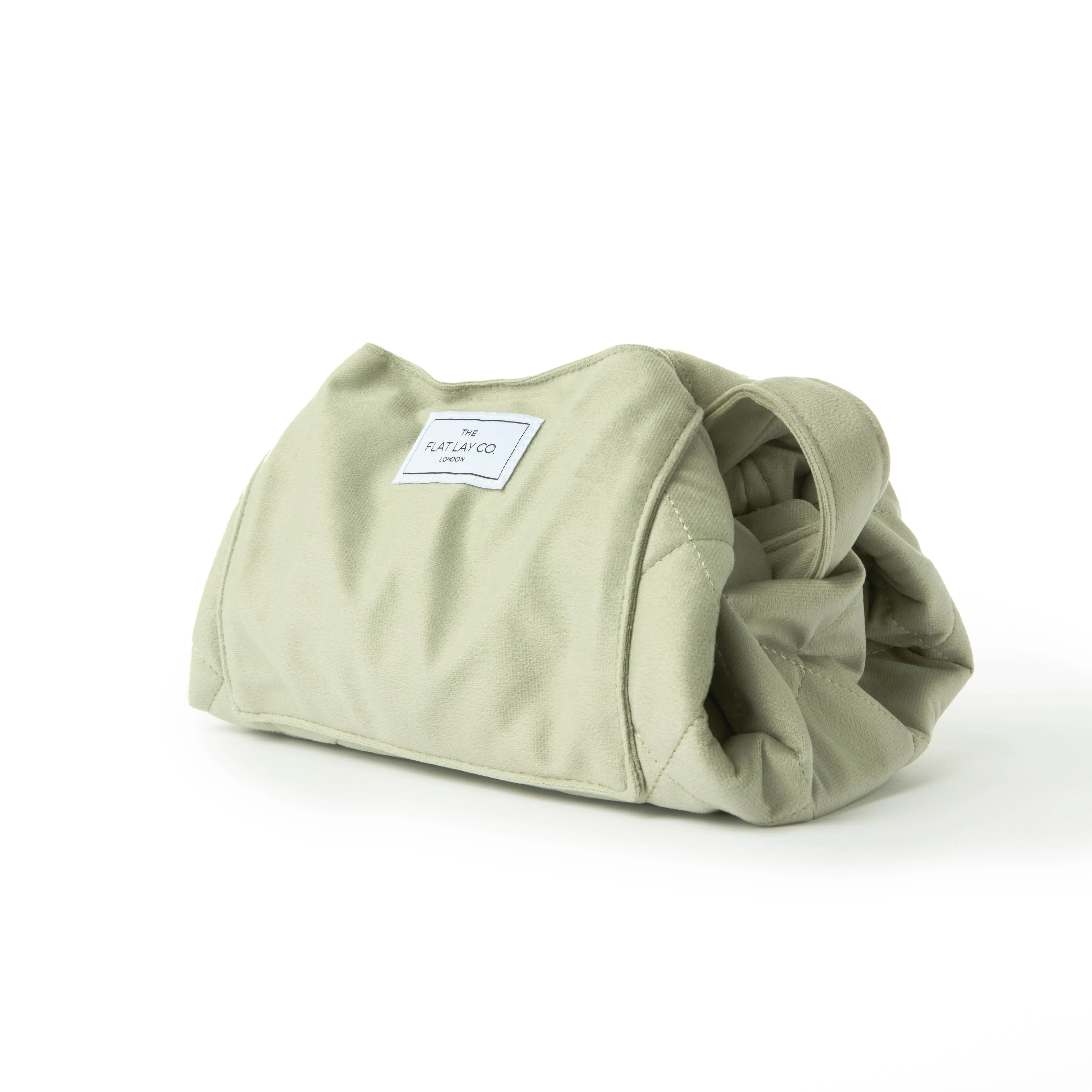 Drawstring Flat Lay Makeup Bag - Sage Green Velvet - Image 4