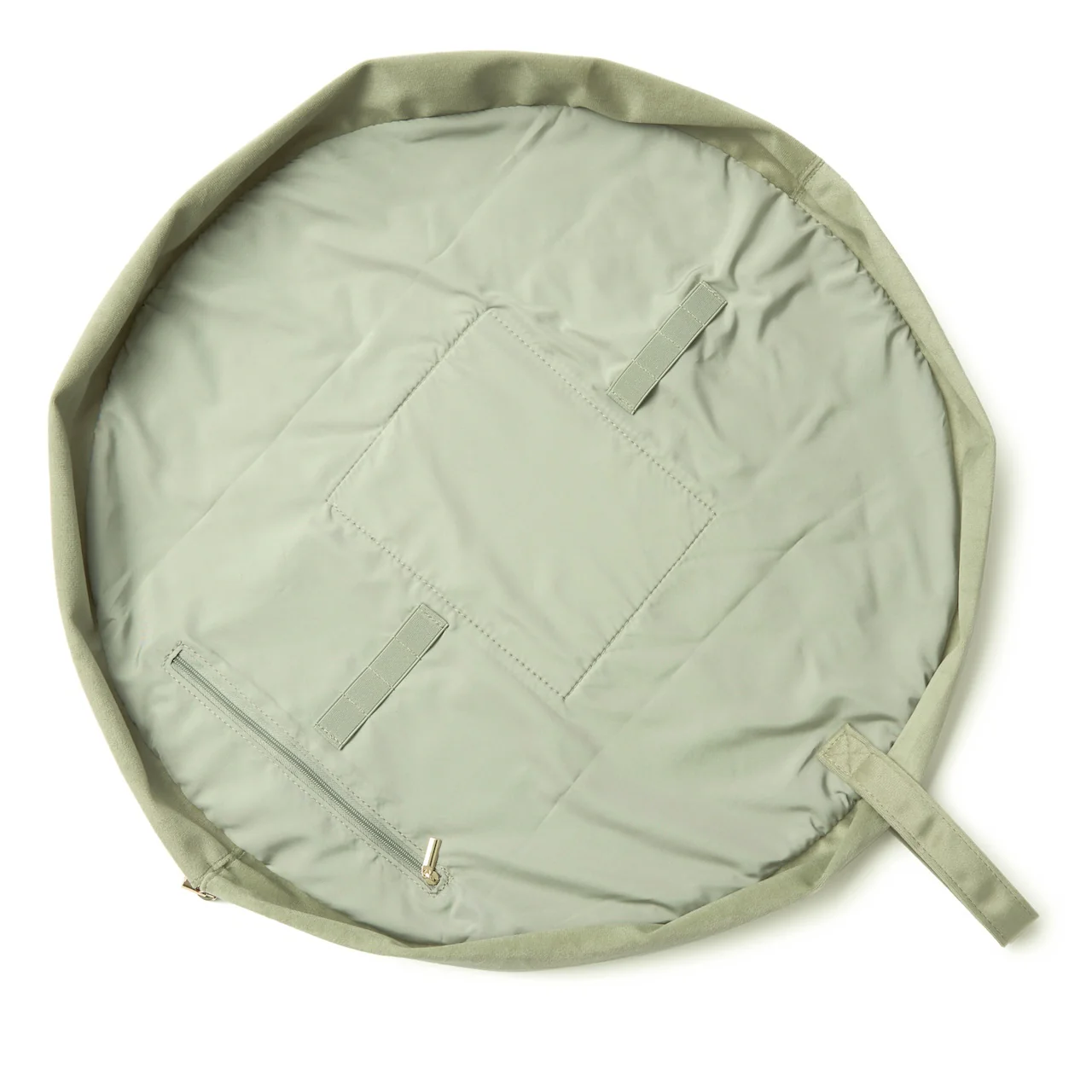 Drawstring Flat Lay Makeup Bag - Sage Green Velvet - Image 7