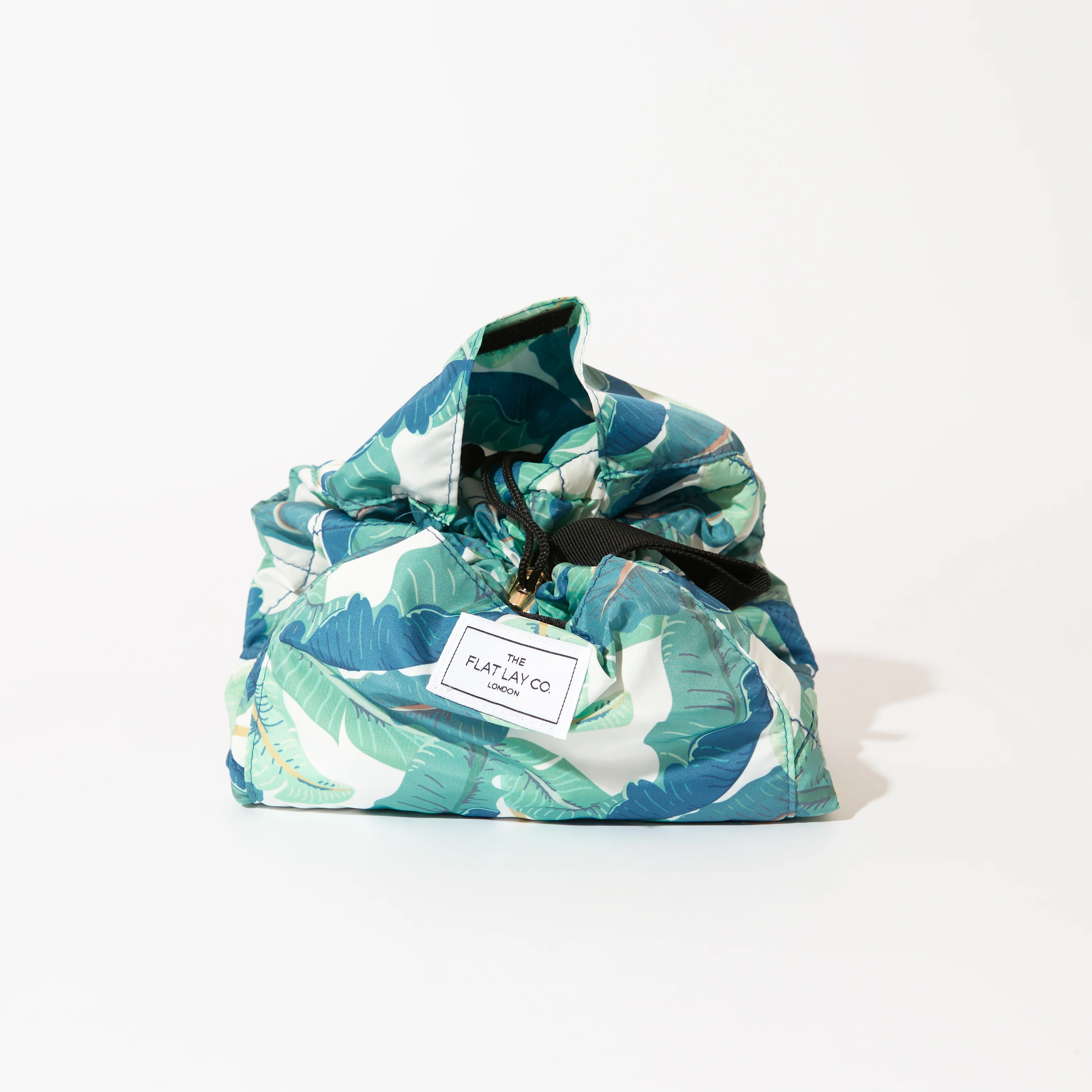 Drawstring Flat Lay Makeup Bag - Tropical Leaves - Image 4