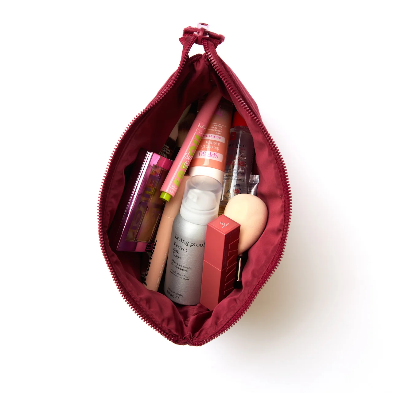 Essential Makeup Pouch - Ditsy Roses Burgundy Embroidered Velvet - Image 7
