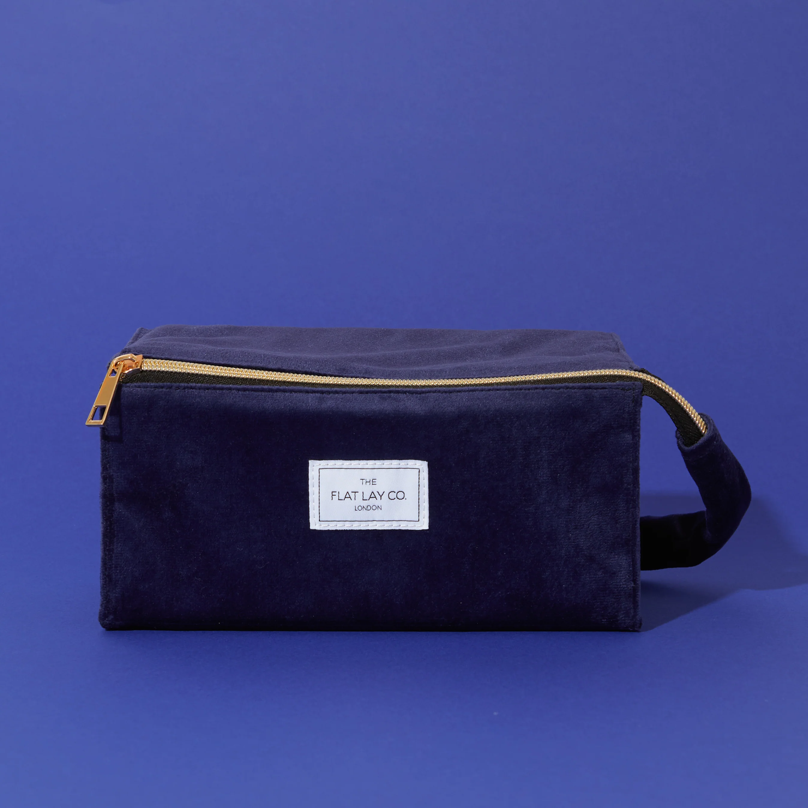 Flat Lay Makeup Box Bag - Deep Blue Velvet - Image 3