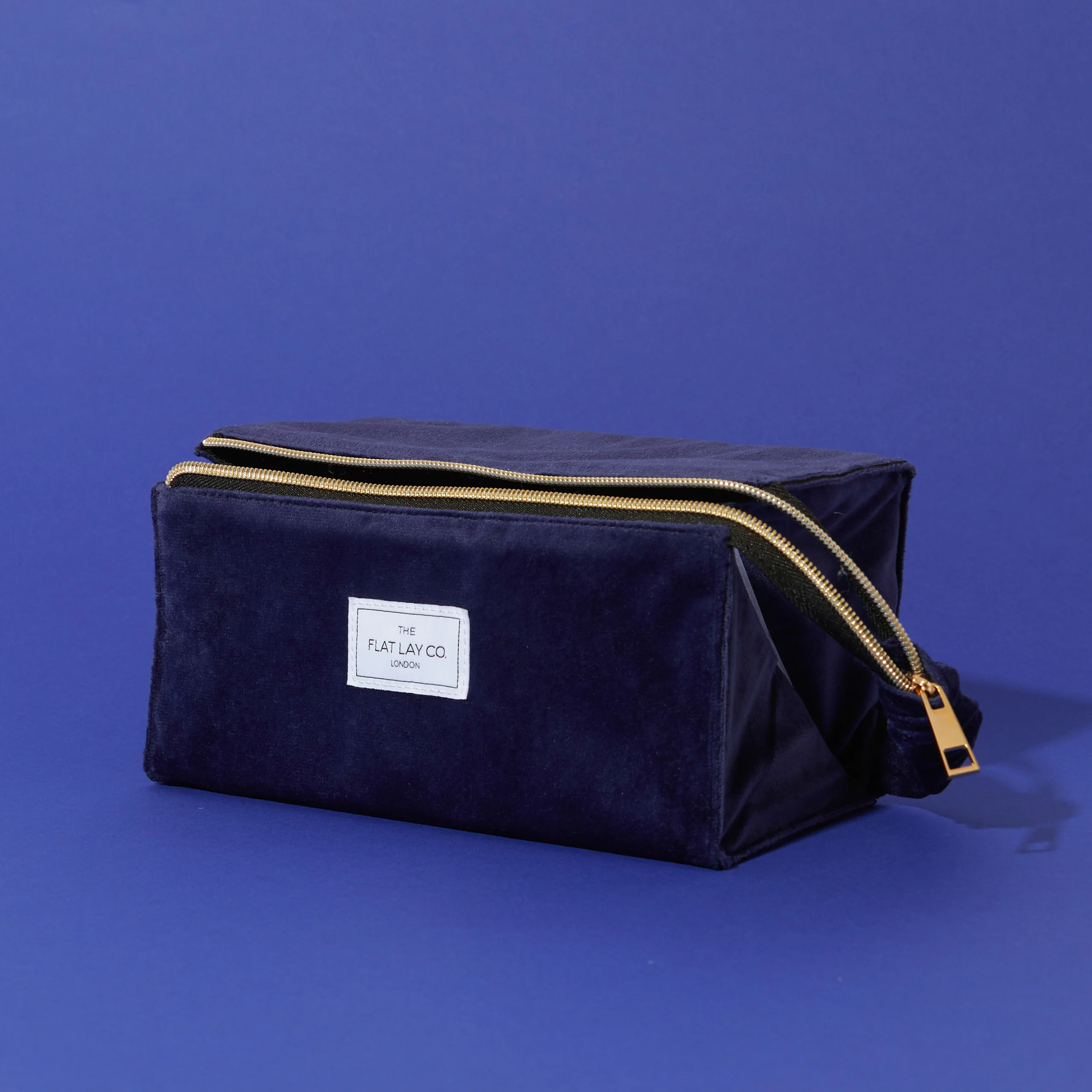 Flat Lay Makeup Box Bag - Deep Blue Velvet - Image 4
