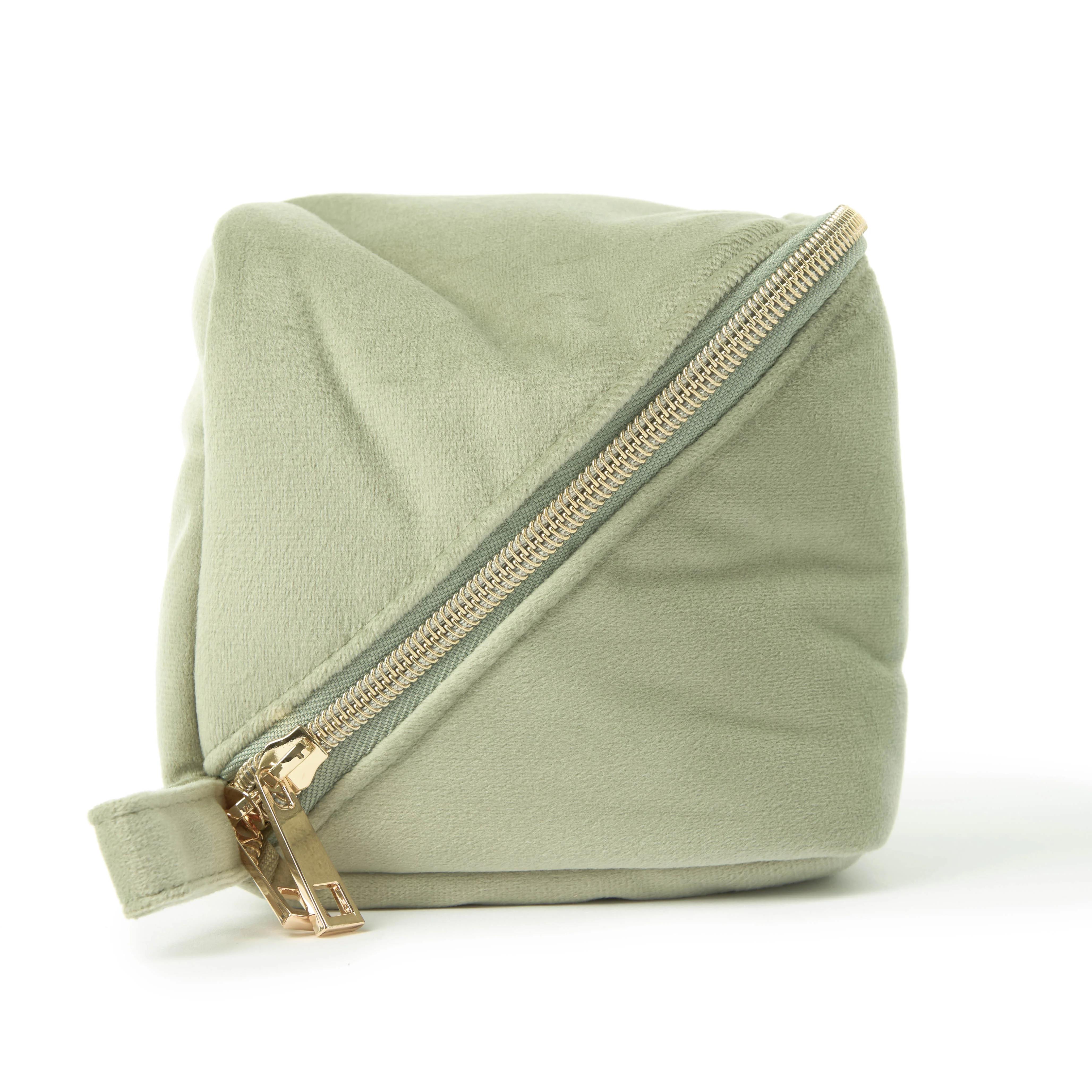 Flat Lay Makeup Box Bag - Sage Green Velvet - Image 7