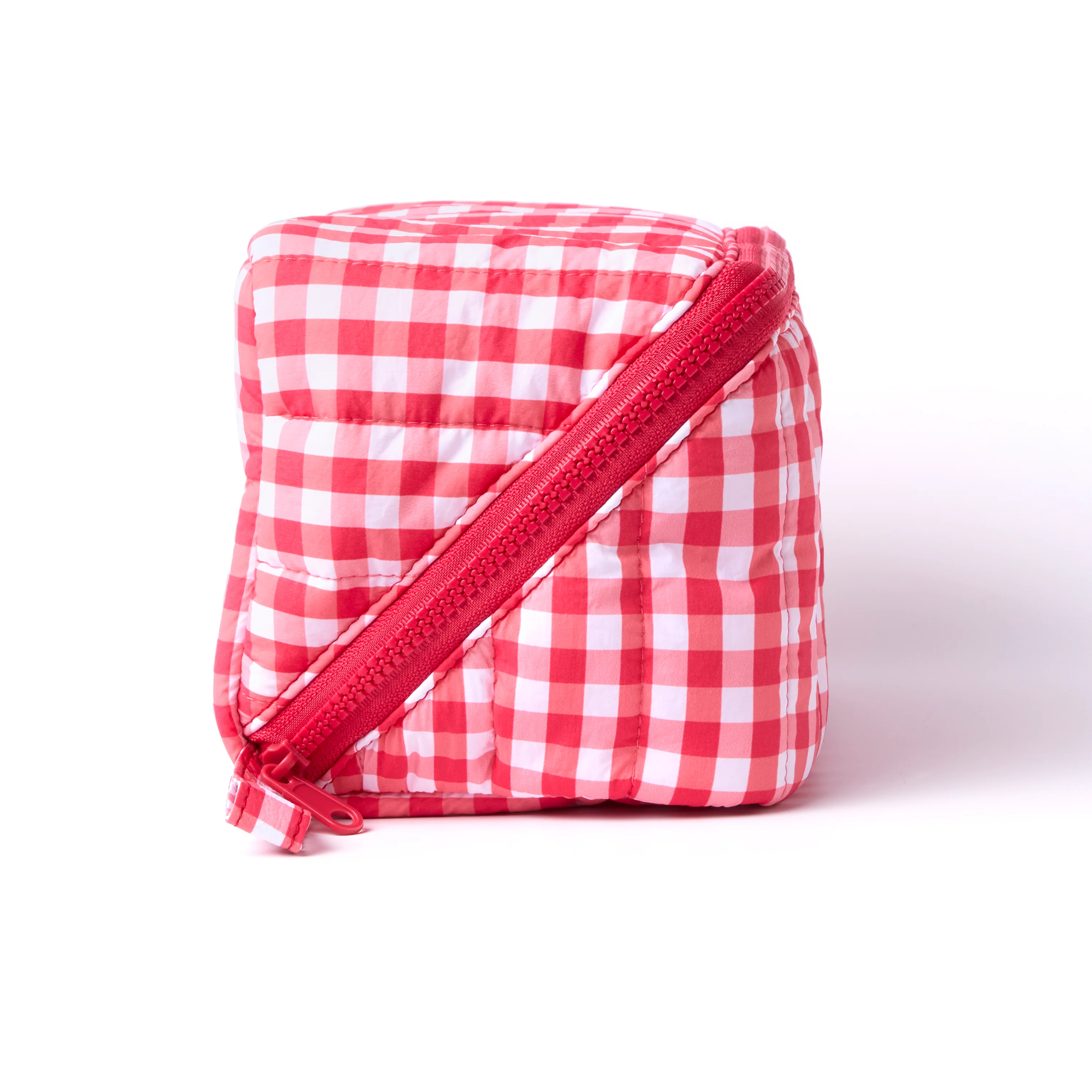 Marshmallow Flat Lay Makeup Box Bag - Red Gingham - Image 6