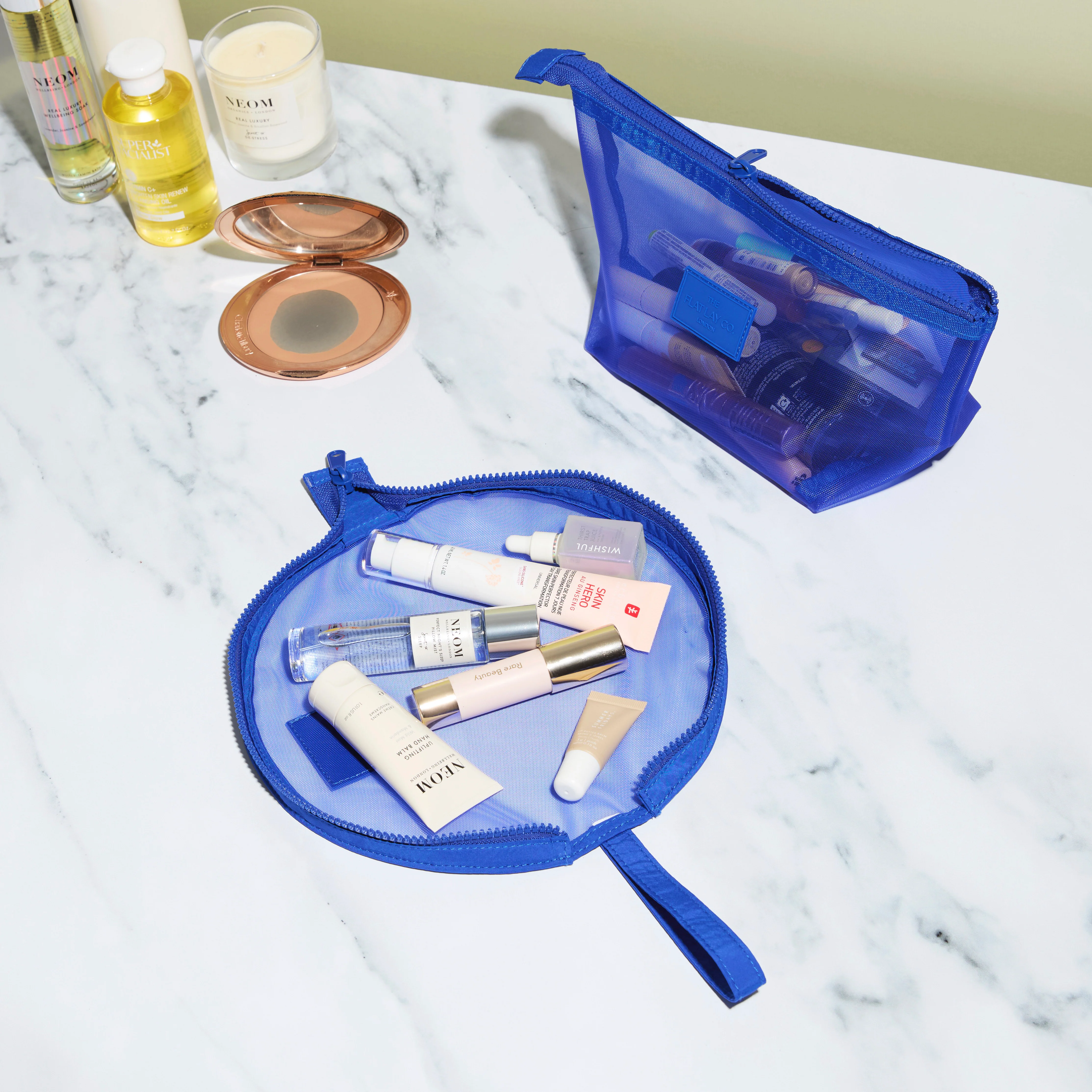 Mesh Lunar Flat Lay Makeup Pouch - Cobalt Blue - Image 4
