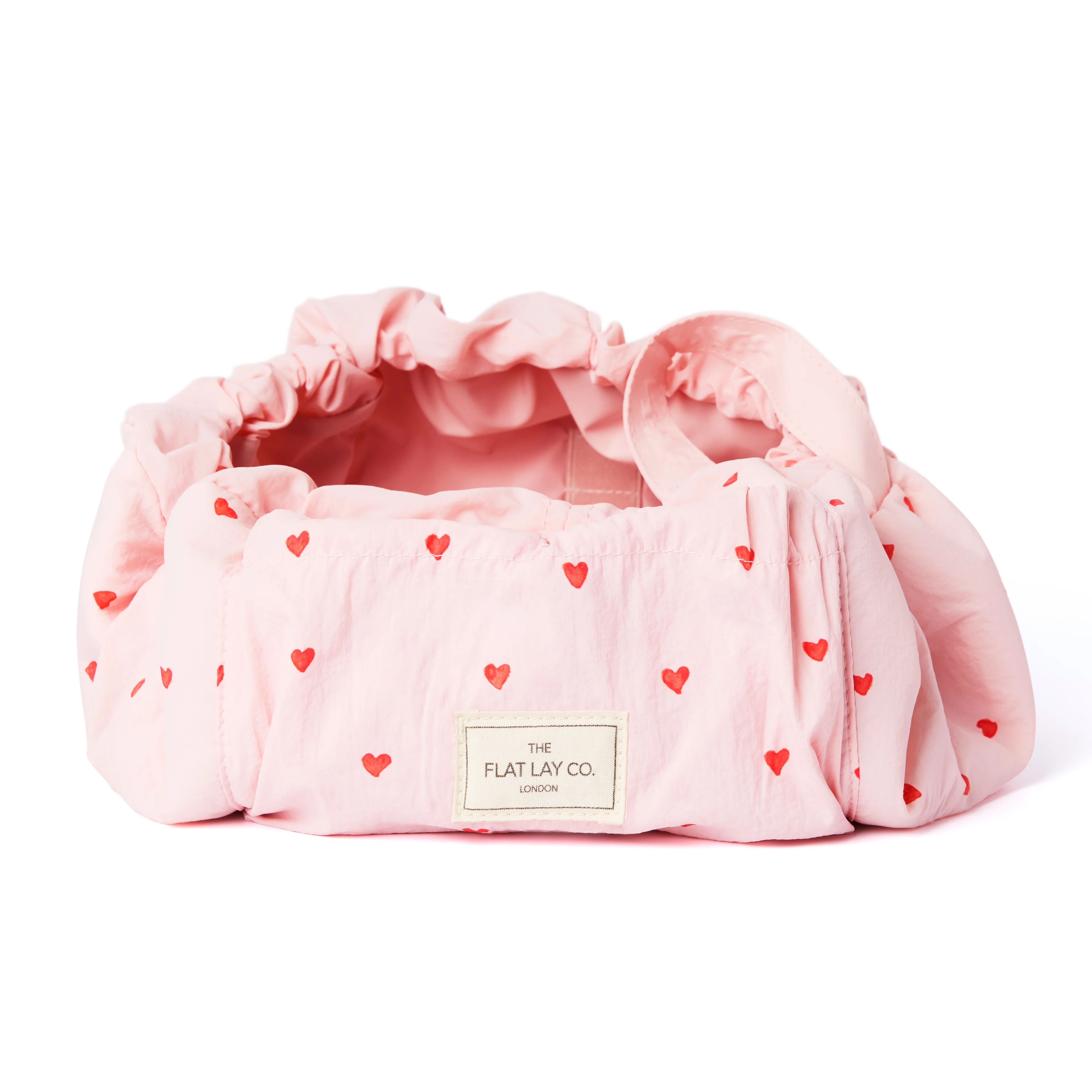 Parachute Drawstring Flat Lay Makeup Bag - Sweet Pink Hearts - Image 5