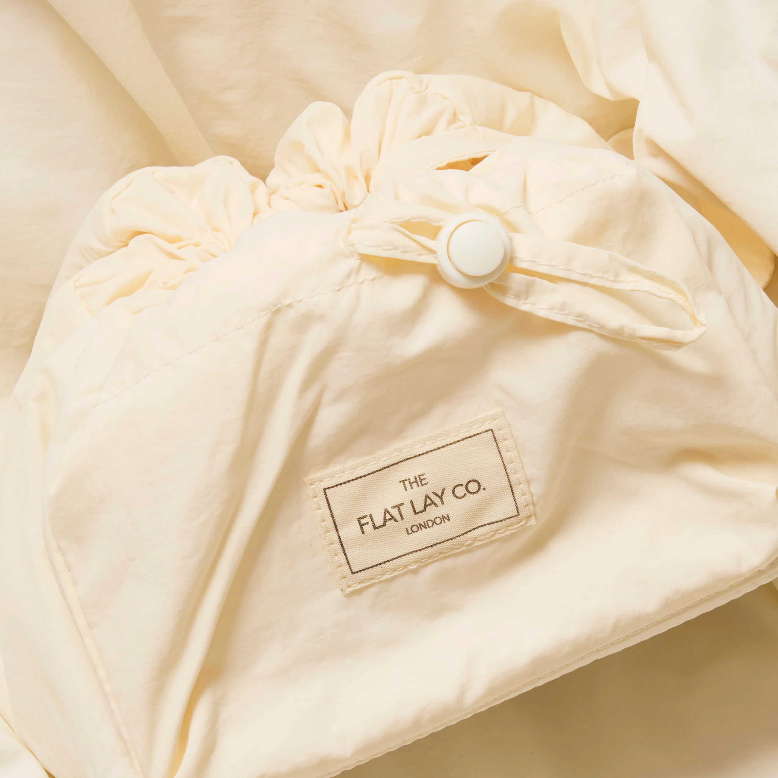 Parachute Drawstring Flat Lay Makeup Bag - Vanilla - Image 7