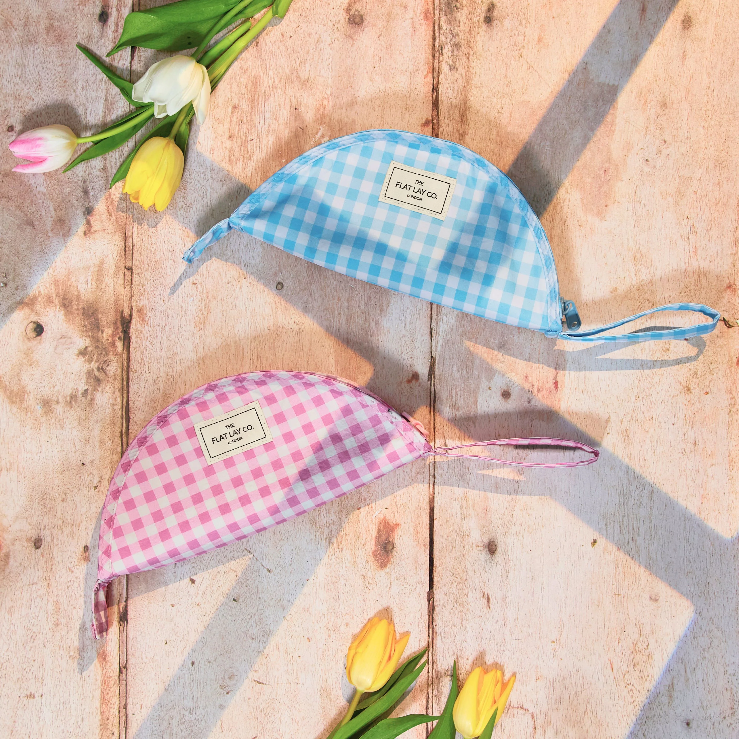 Parachute Lunar Flat Lay Makeup Pouch - Pink Gingham - Image 3