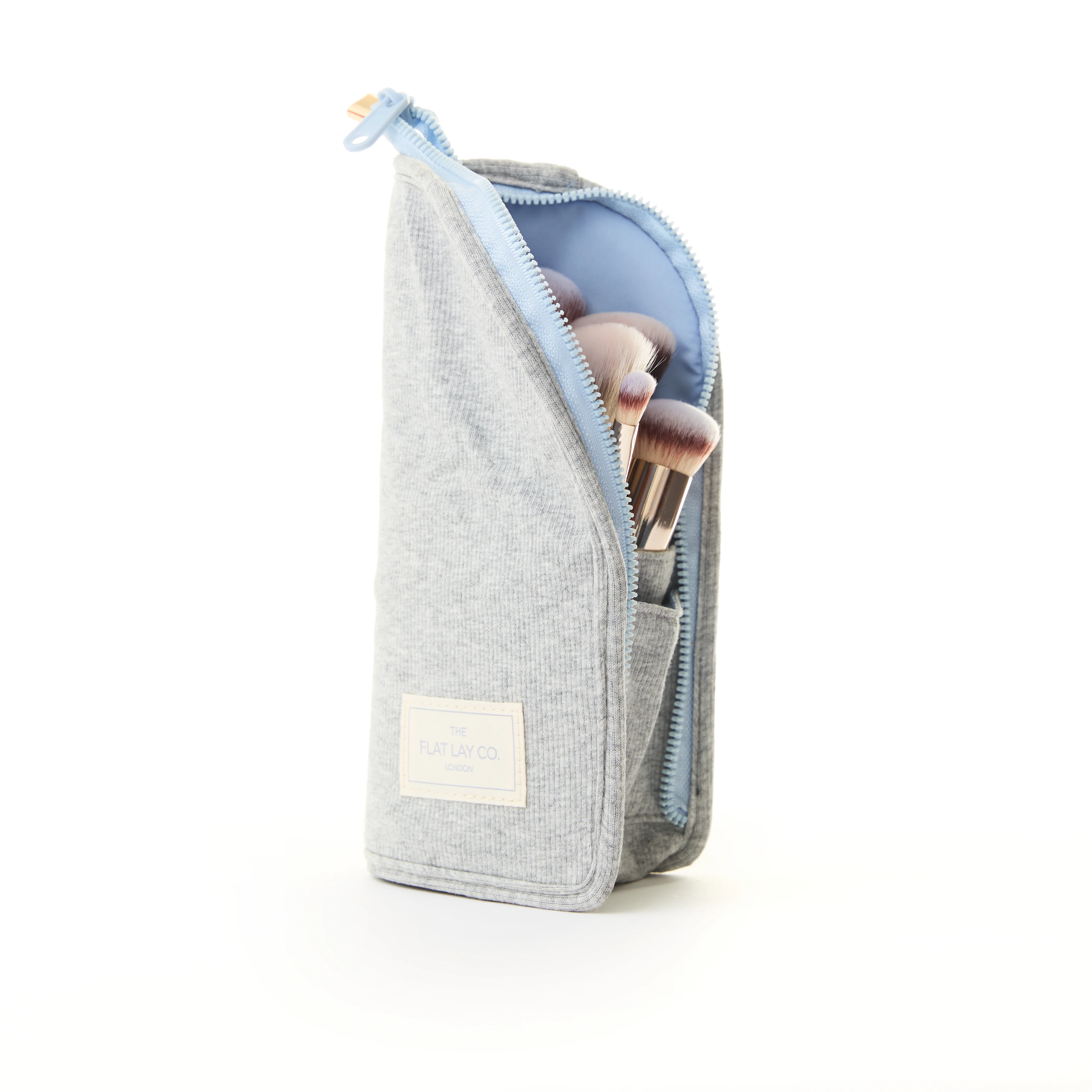 Standing Makeup Brush Case - Cotton Ribbed Grey - Image 5
