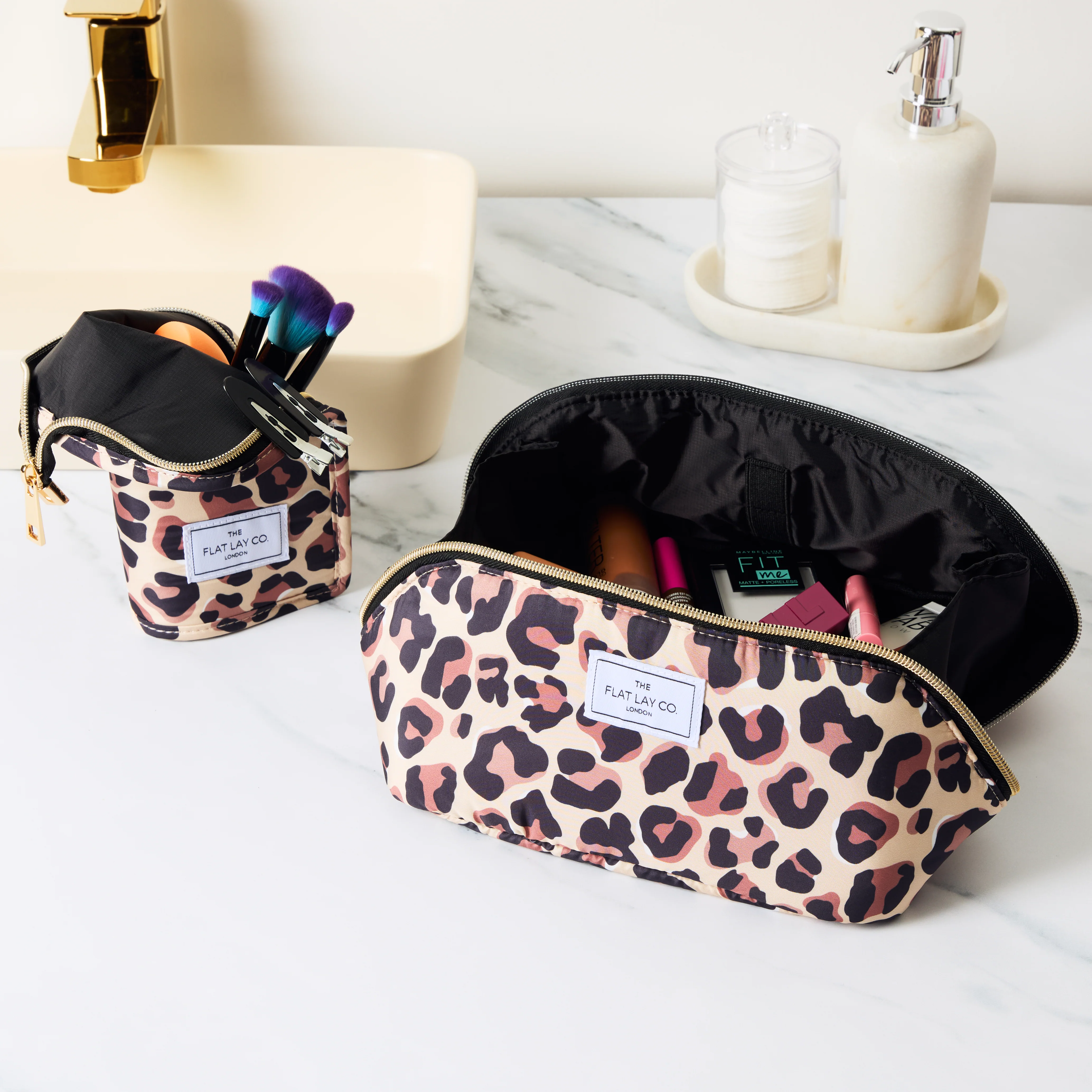 Standing Makeup Brush Case - Leopard Print - Image 3